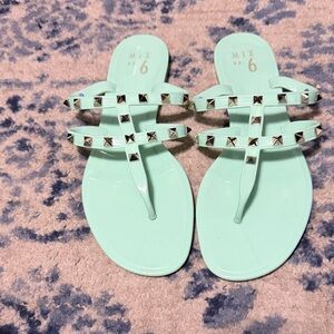 Mix No. 6 Light Green Studded Sandals - Size 10